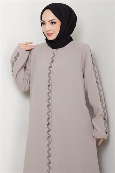 Zikzak Taşlı Ferace Bej HM2848