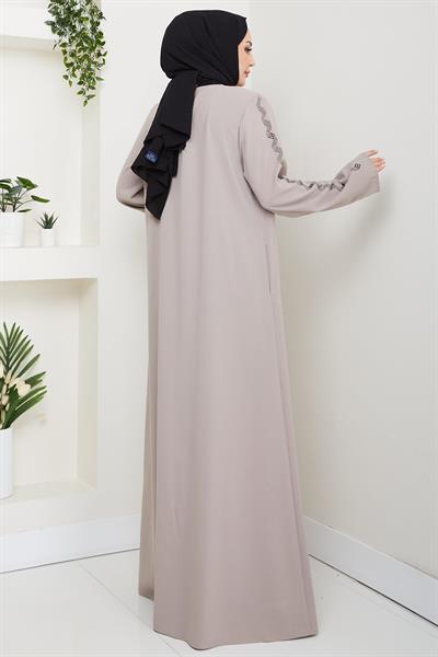 Zikzak Taşlı Ferace Bej HM2848