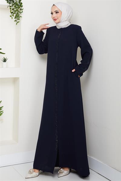 Zikzak Taşlı Ferace Lacivert HM2848