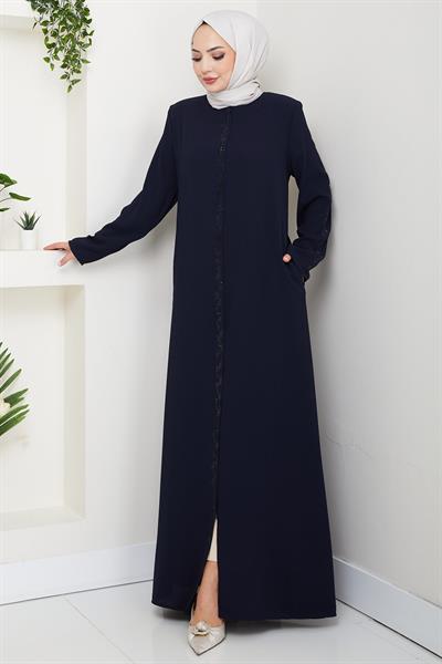 Zikzak Taşlı Ferace Lacivert HM2848