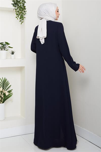 Zikzak Taşlı Ferace Lacivert HM2848