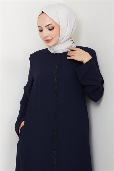 Zikzak Taşlı Ferace Lacivert HM2848
