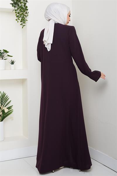 Zikzak Taşlı Ferace Mürdüm HM2848