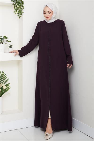 Zikzak Taşlı Ferace Mürdüm HM2848