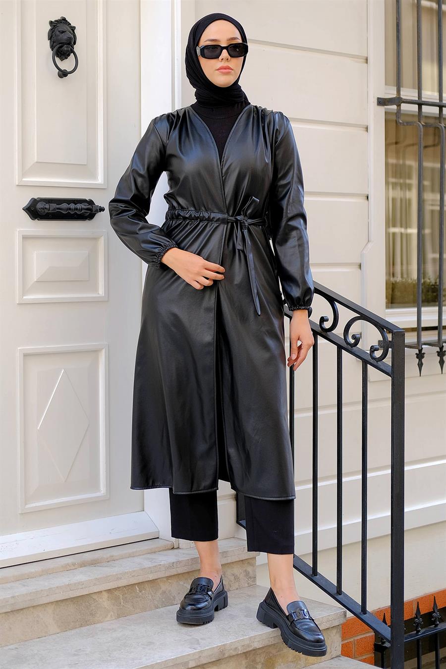 『HAMI VEN 62 BLK×SLV 社外LEATHER』 Bağlamalı Suni Deri Kap Siyah HM2276