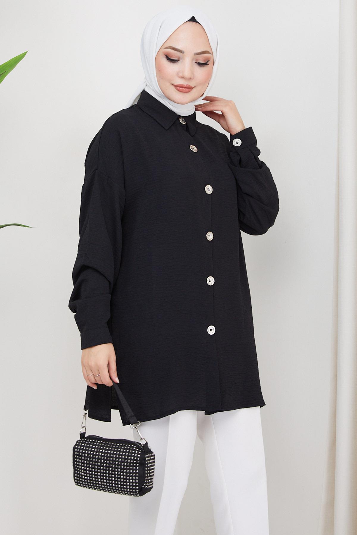 Aerobin Oversize Tunik Siyah HM2324