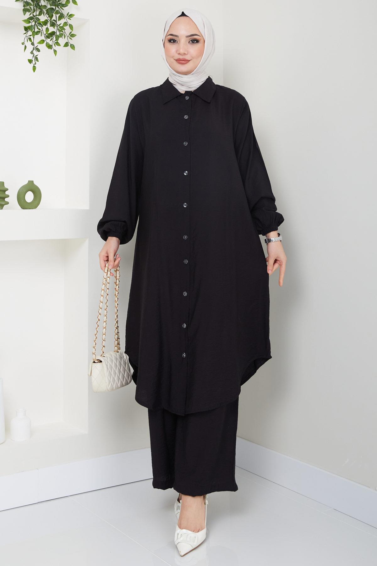 Beyza Tunik Pantolon İkili Takım Siyah HM2385