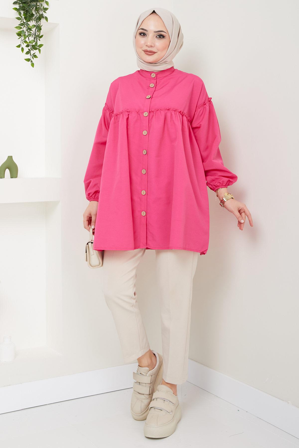 Büzgülü Tunik Fuşya HM2411