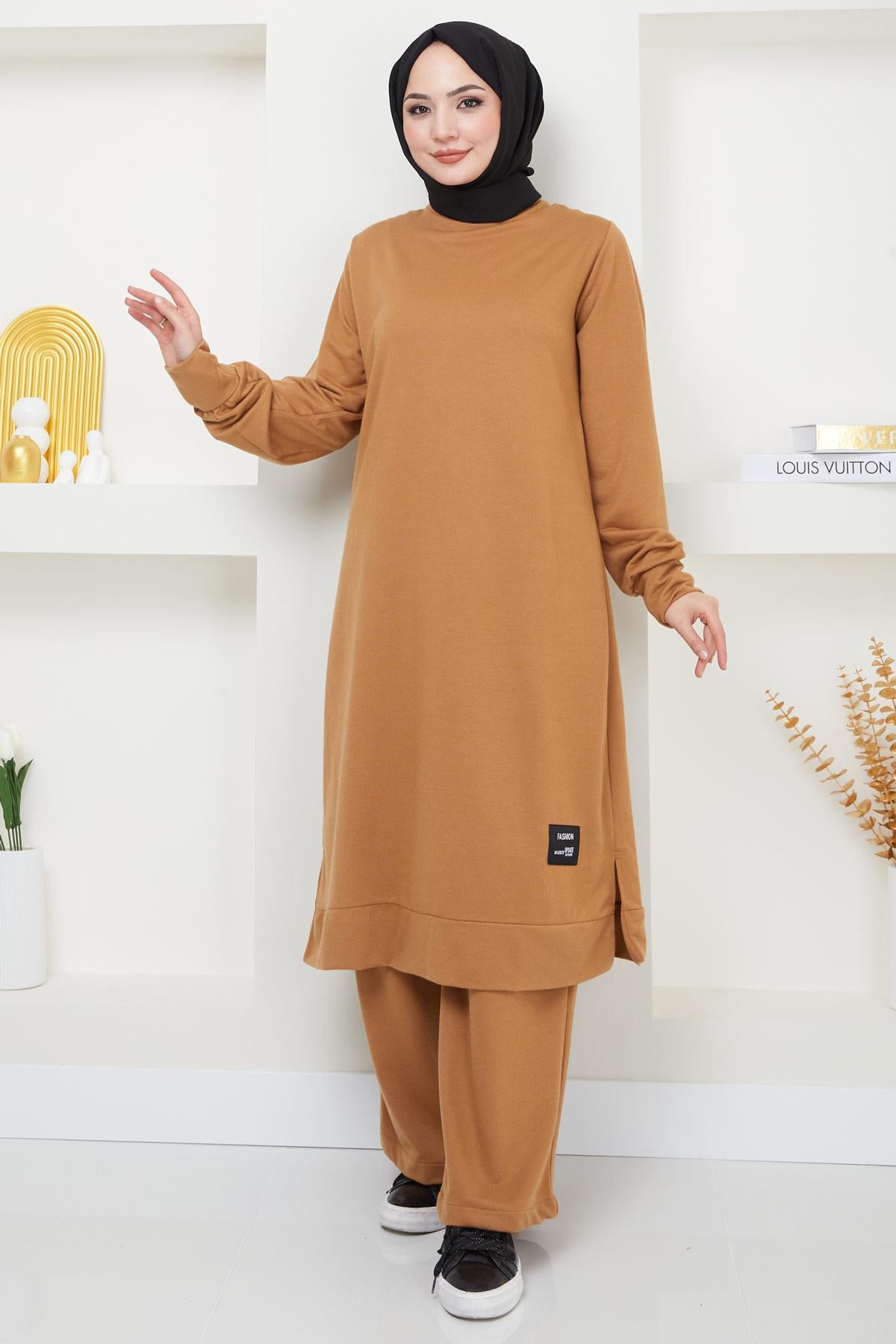 Feray Tesettür Eşofman Takımı Camel HM2384
