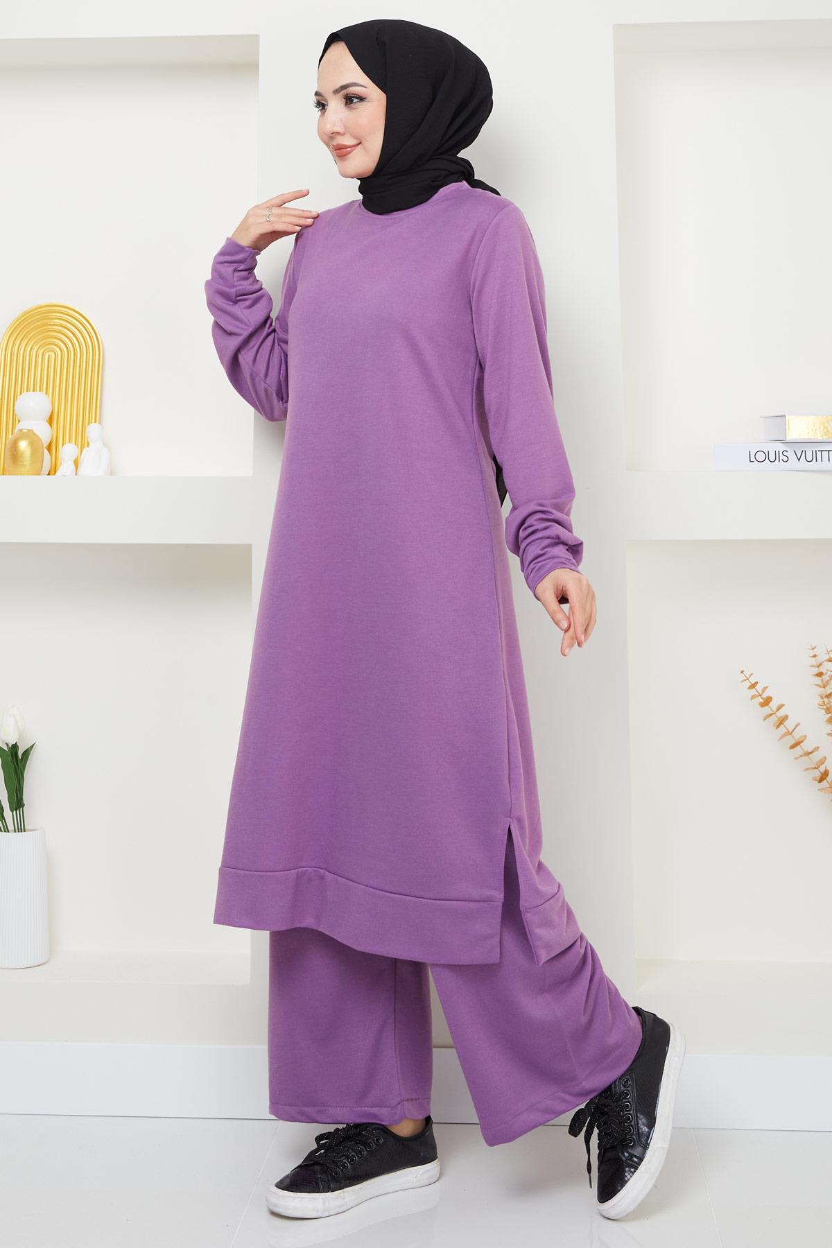 Feray Tesettür Eşofman Takımı Lila HM2384