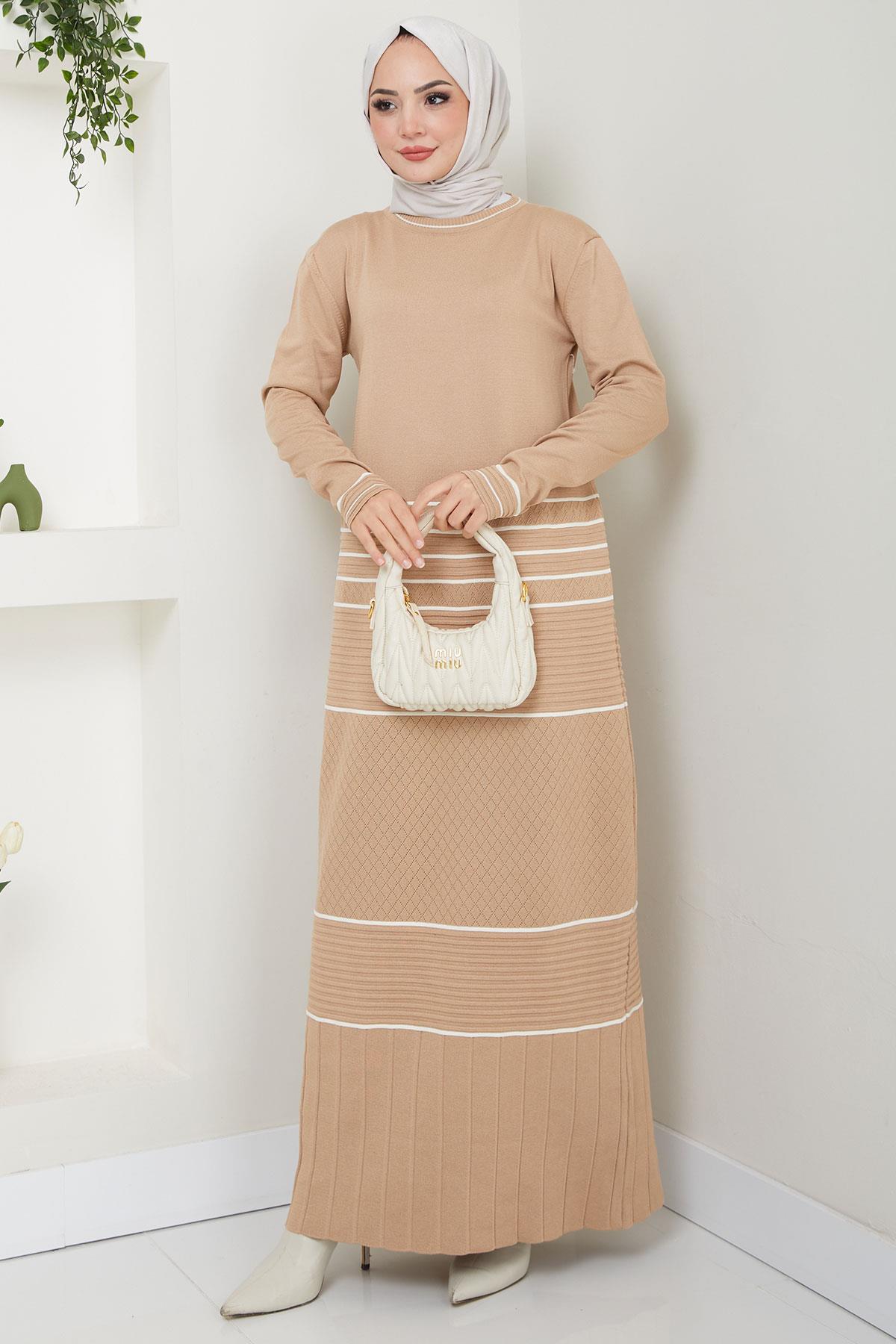 Garnili Merserize Triko Elbise Camel HM2602