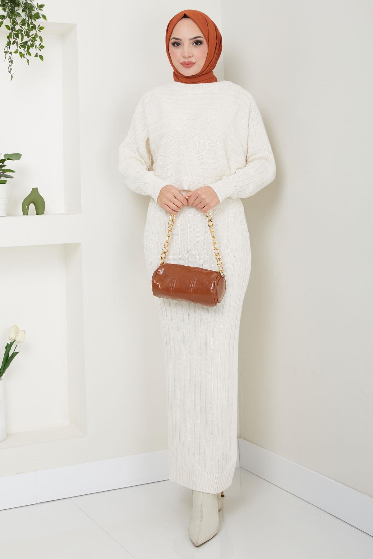 Jile Bluz Triko Takım Bej HM2551