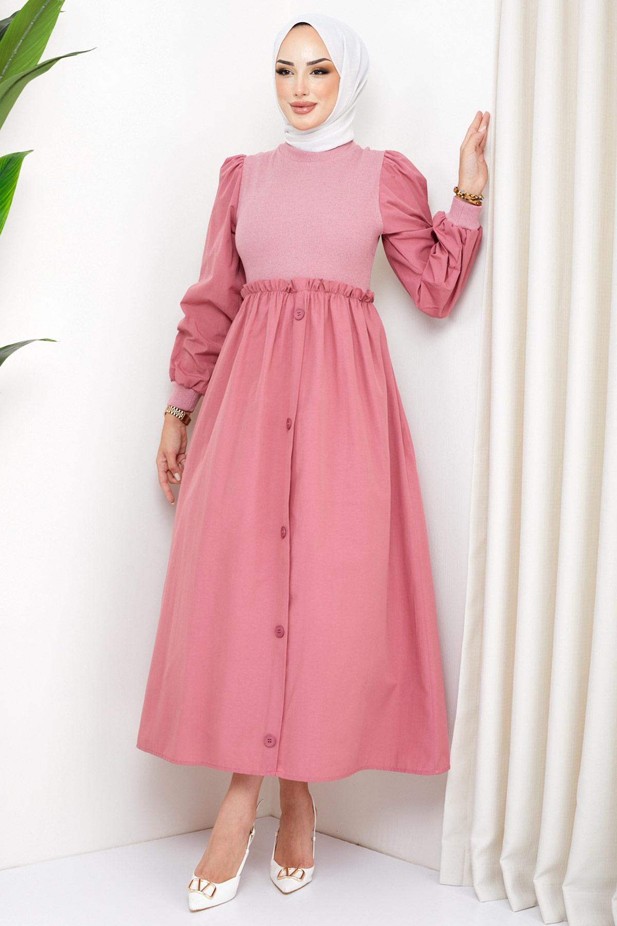 Kaşkorse Garnili Elbise Bebe Mavisi HM2249