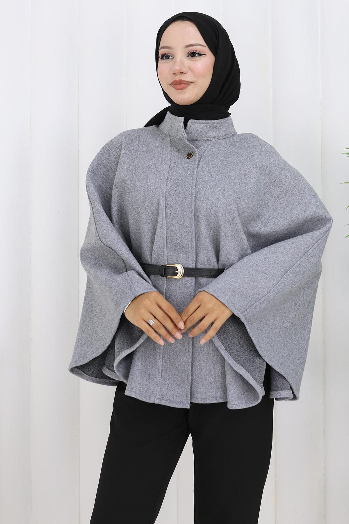 Kemerli Kaşe Panço Gri HM2842