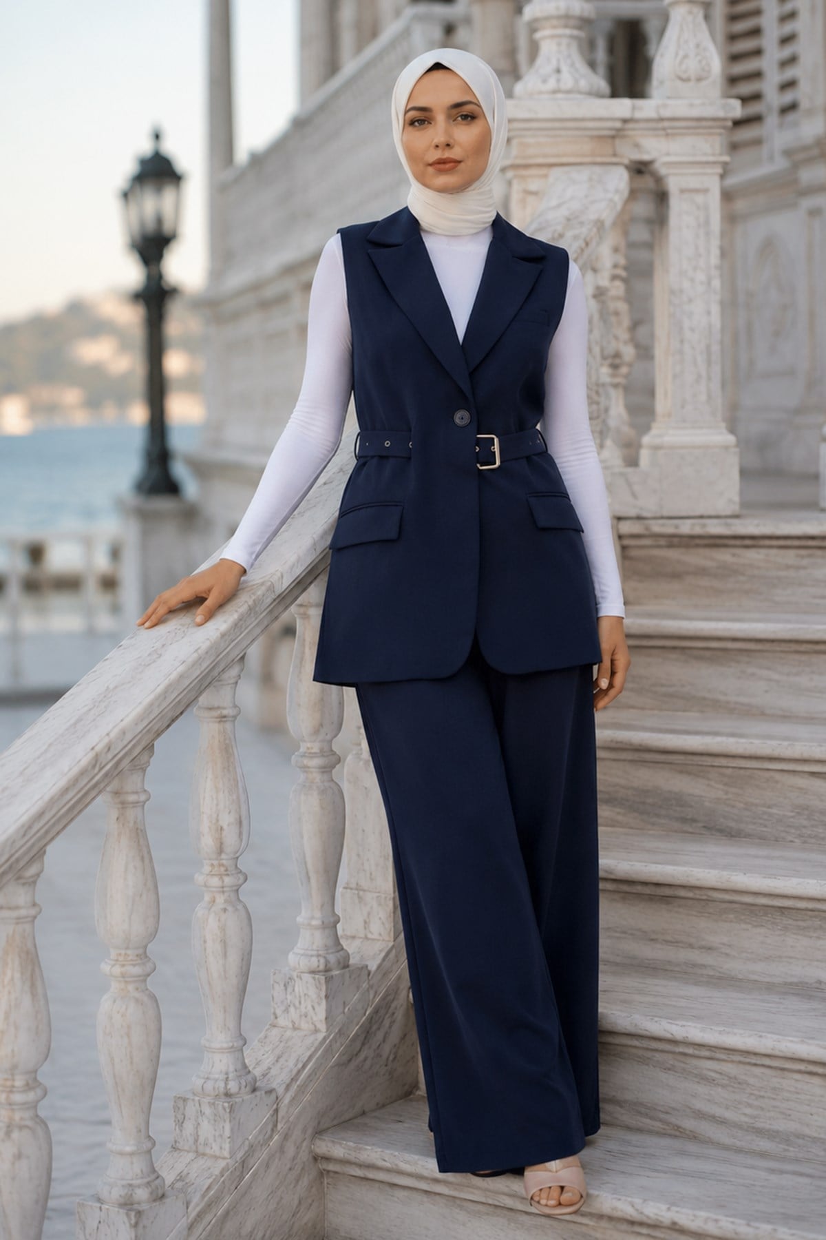 Kemerli Yelekli Takım Lacivert HM2749