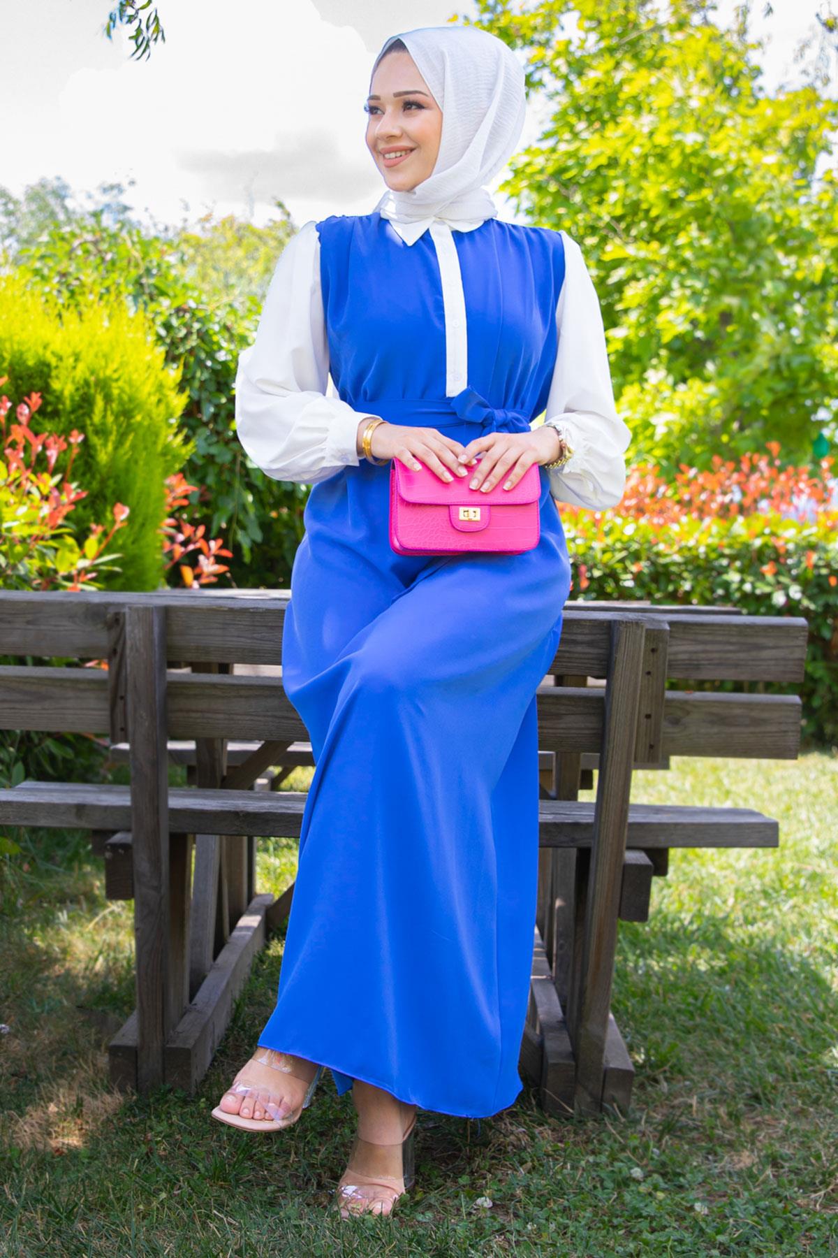 Kol Garnili Asel Elbise Saks