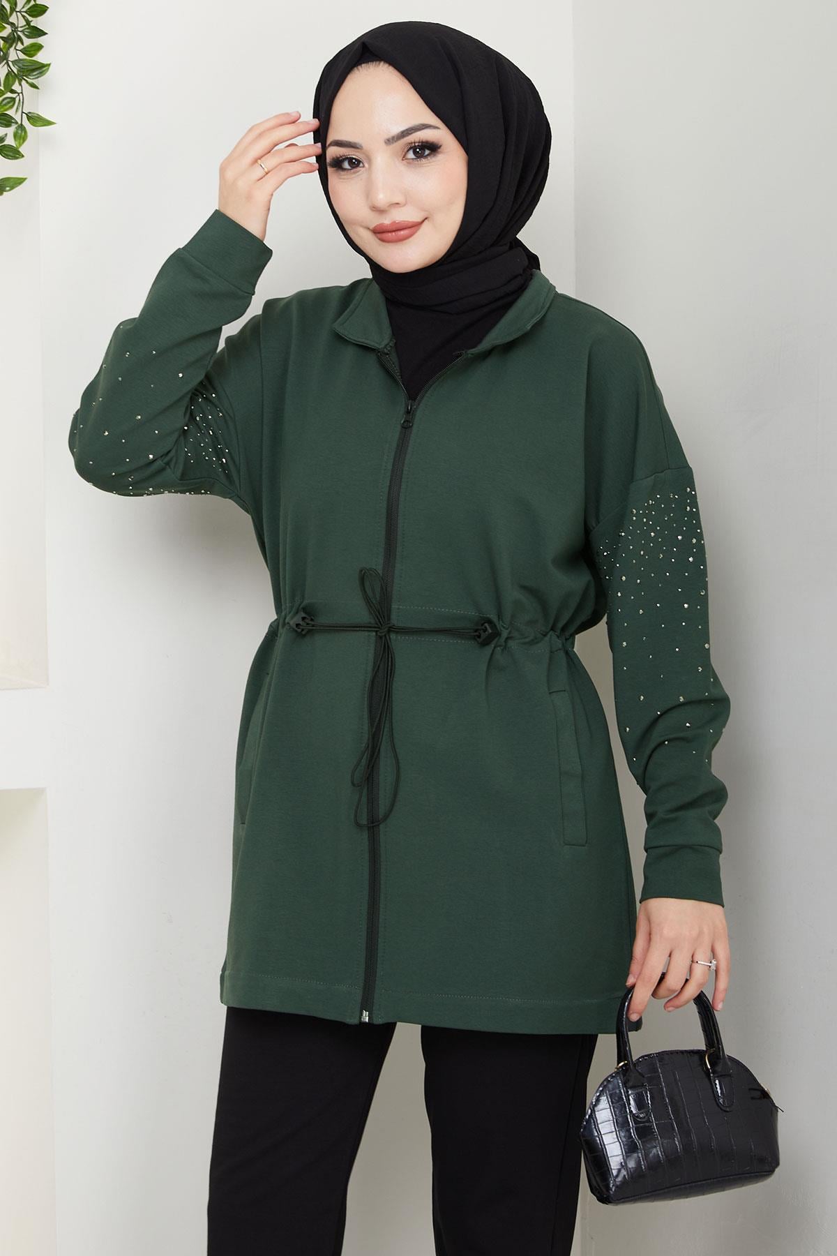 Kolu Taşlı Beli Bağcıklı Takım Haki HM2718
