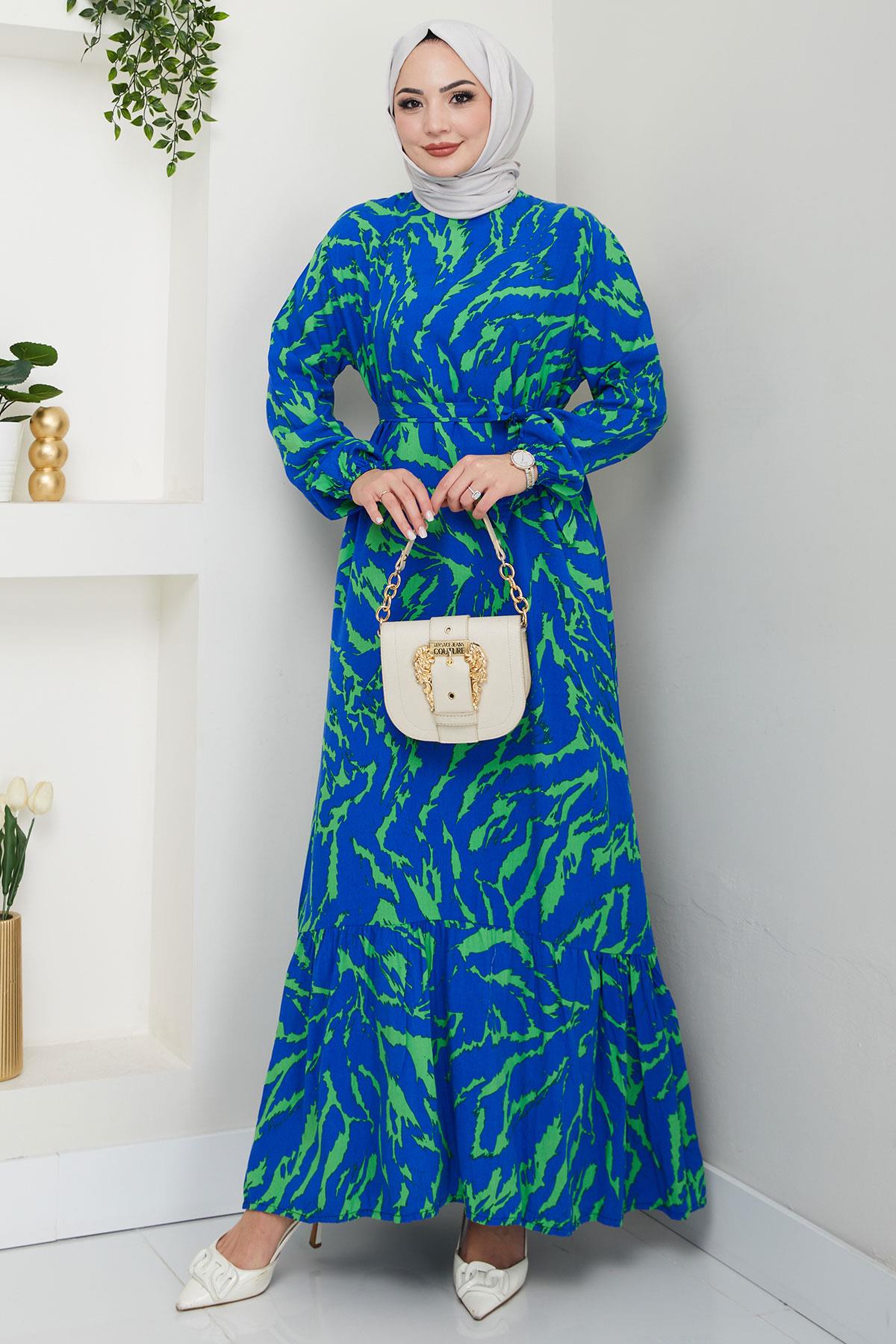 Lisa Viskon Elbise Mavi HM2687