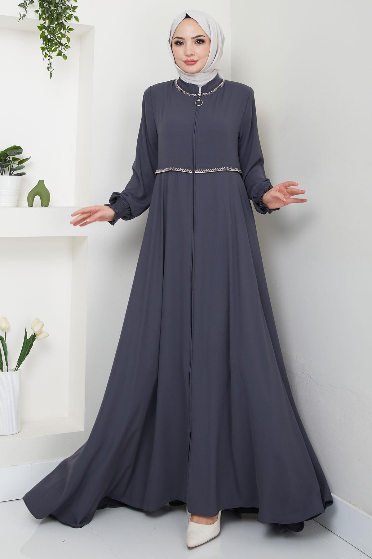 Nakışlı Mevlana Ferace Antrasit HM2359