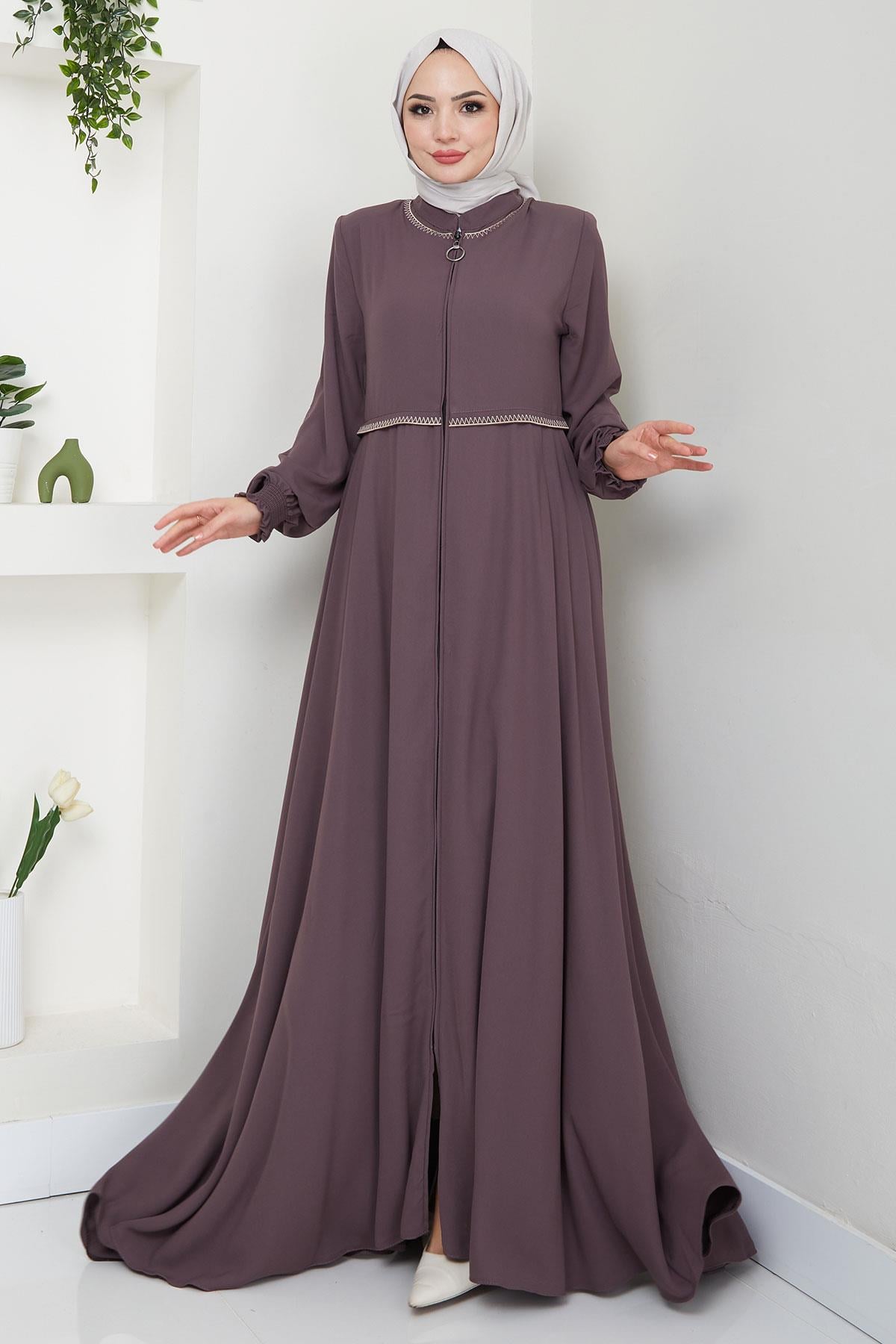 Nakışlı Mevlana Ferace Kahverengi HM2359