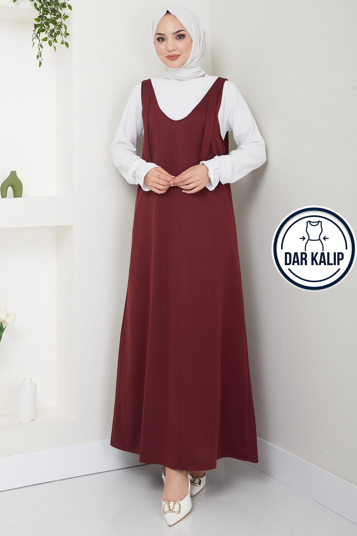 Nehir Örme Jile Elbise Bordo HM2389