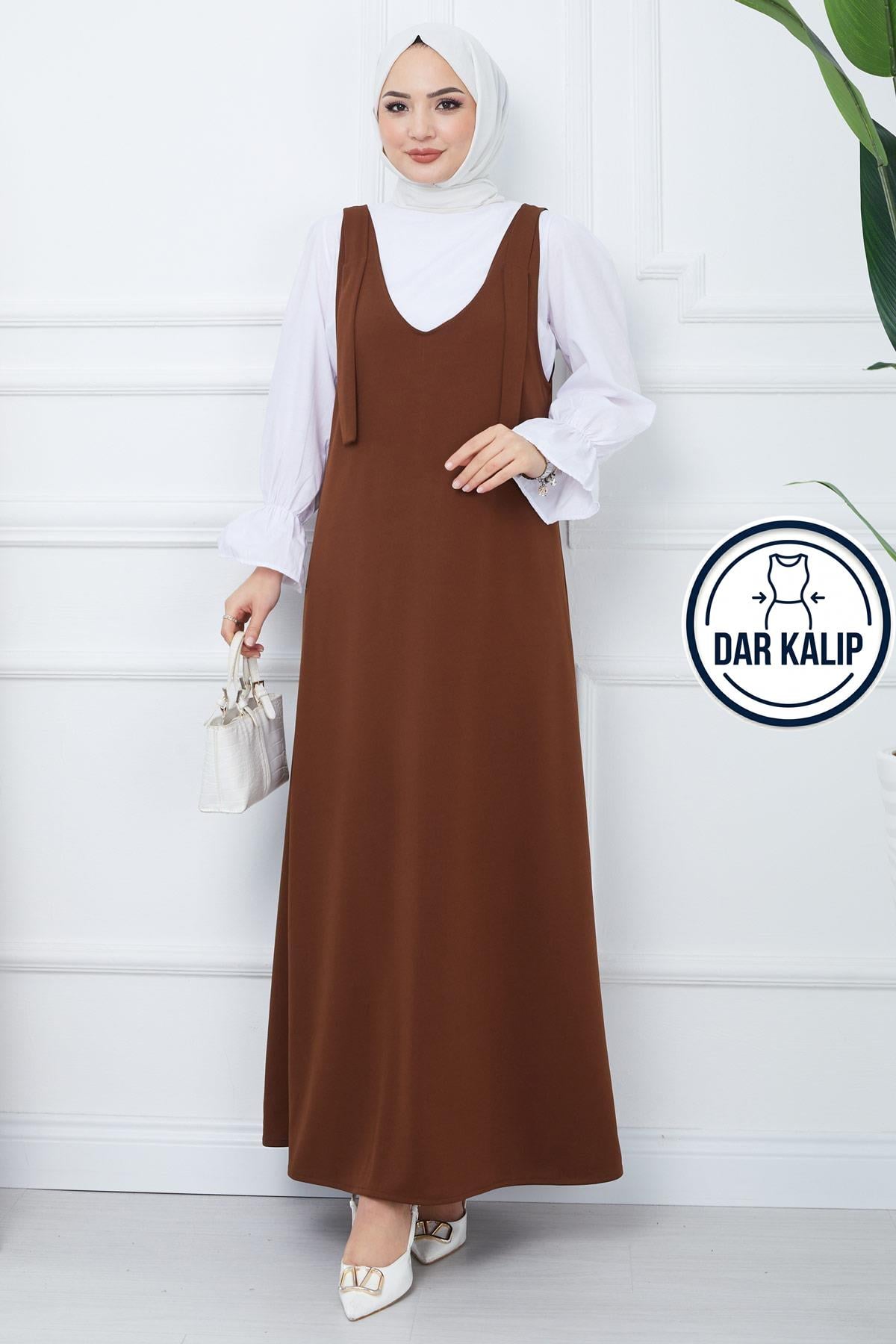 Nehir Örme Jile Elbise Kahverengi HM2389