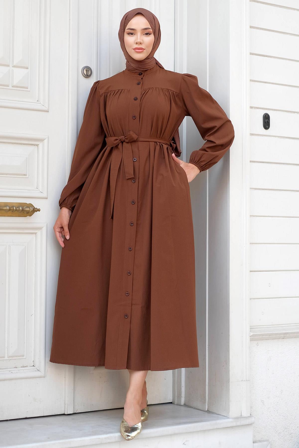 Robalı Mevlana Elbise Kahverengi HM2223