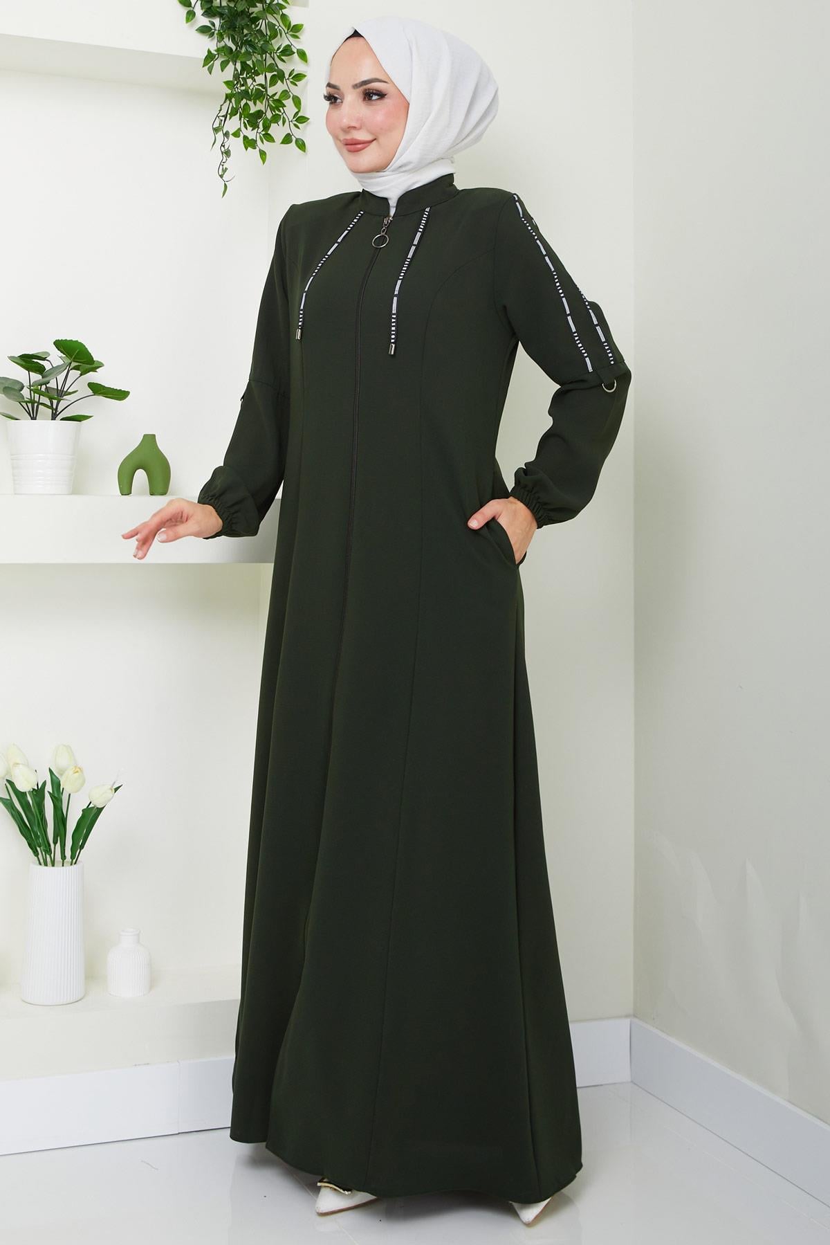 Şeritli Spor Ferace Haki HM2483