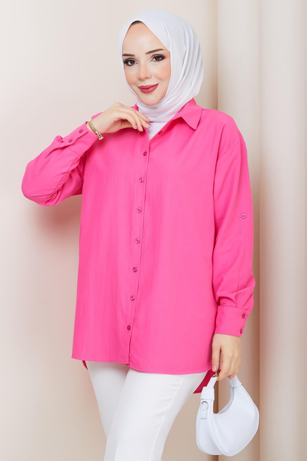 Tesettür Gömlek Pembe HM2894