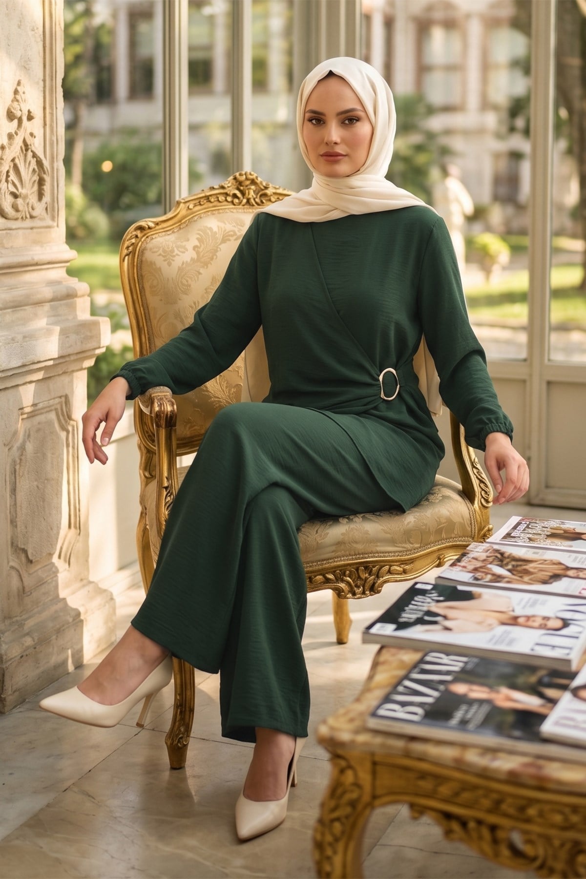 Toka Detaylı Pantolonlu Ayrobin Takım Haki HM2921