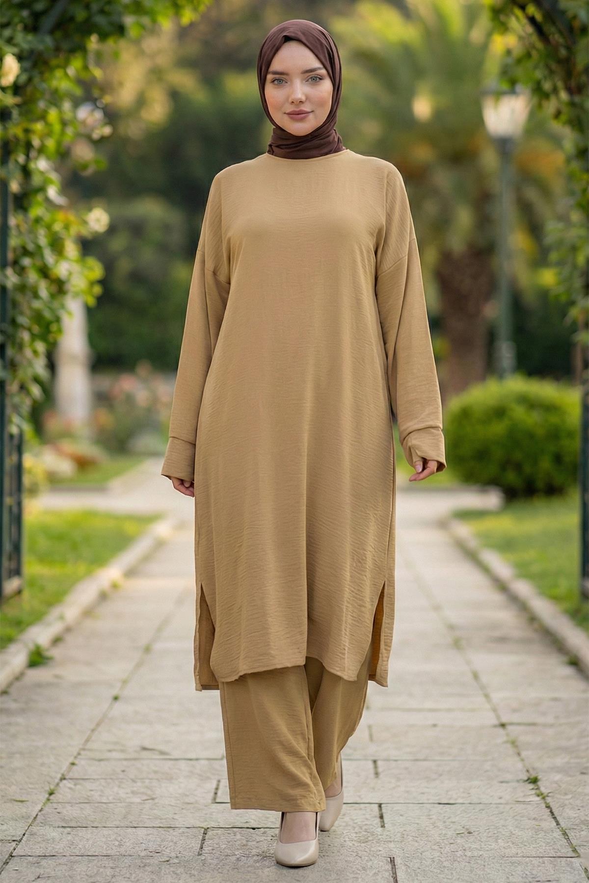 Uzun Tunikli Ayrobin Takım Camel HM2770