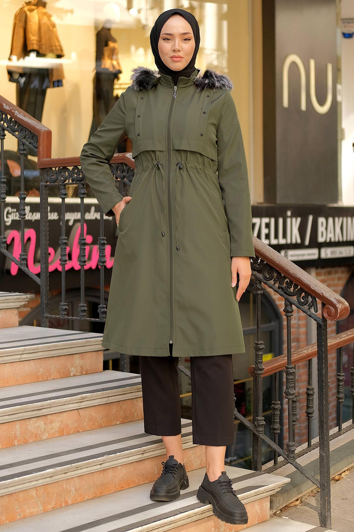Yıldızlı Fleto Cepli Mont Haki HM2289