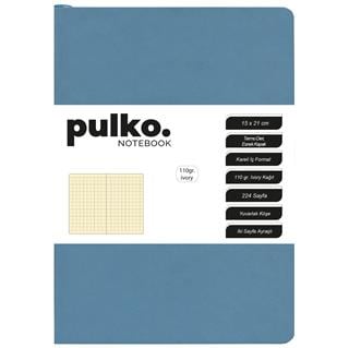 Pulko Defter 110gr Ivory Kağıt, A5, Termo Deri, 224 Sayfa, Kareli, 047, Turkuaz