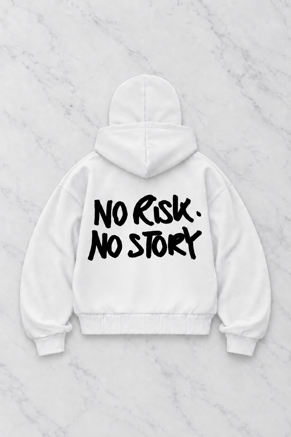  Beyaz No Risk No Story Baskılı Kar Maskeli Unisex Sweatshirt Hırka