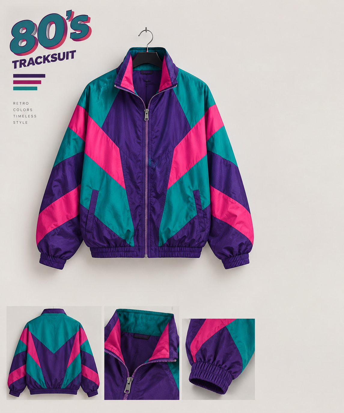 80s Vibe Colorblock Unisex Oversize Ceket