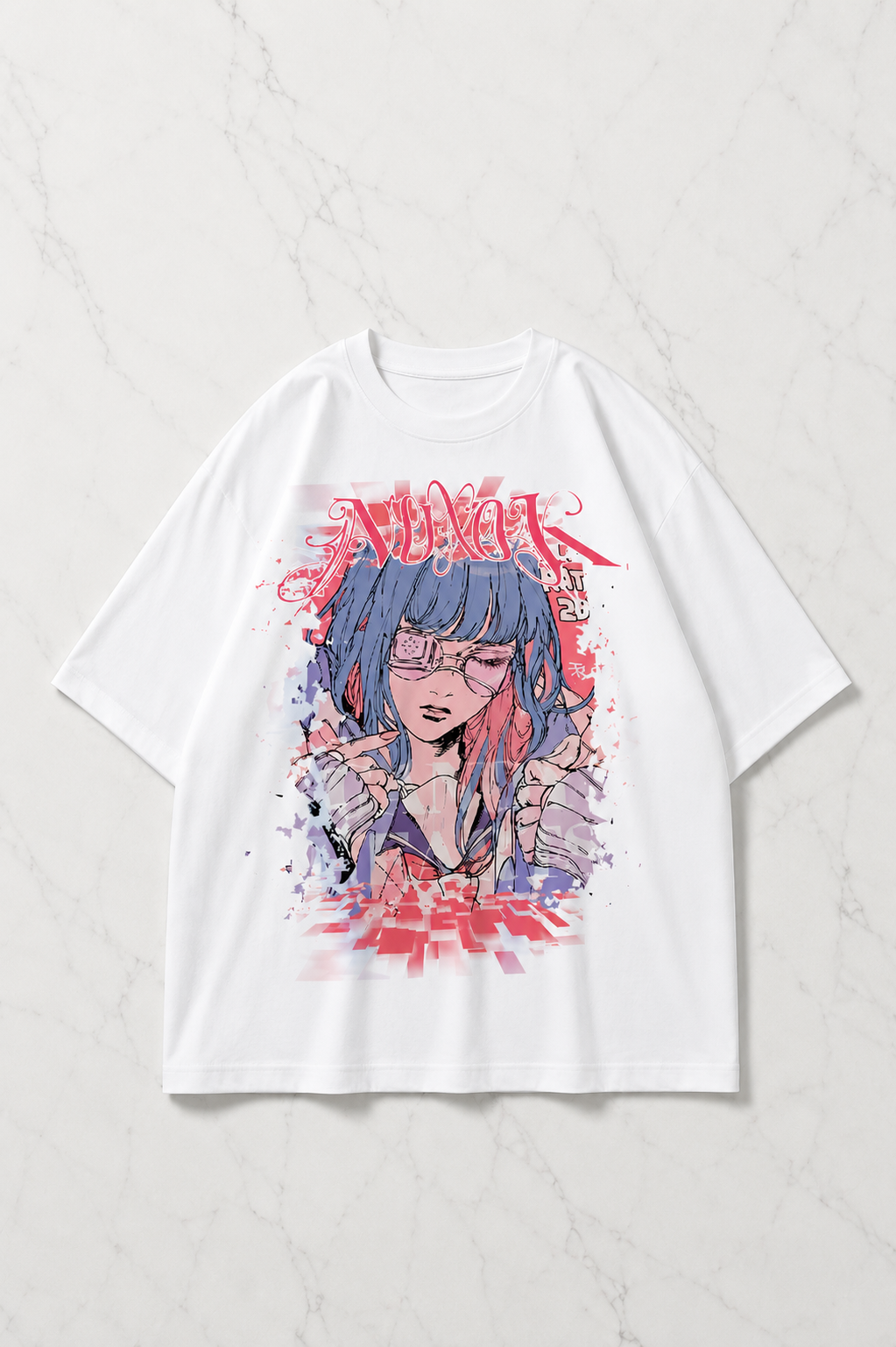 Angels Anime Oversize Unisex Beyaz T-shirt
