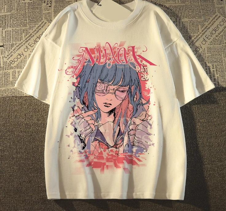Angels Anime Oversize Unisex Beyaz T-shirt