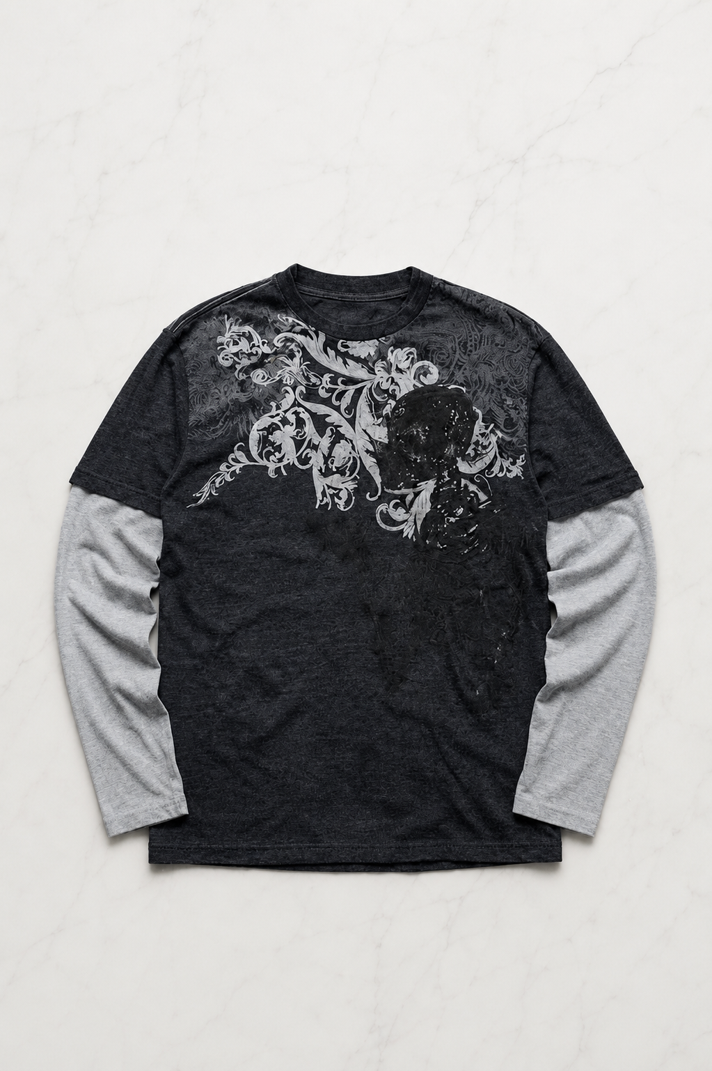 Antrasit Skull Motifli Beyaz Unisex Sweatshirt