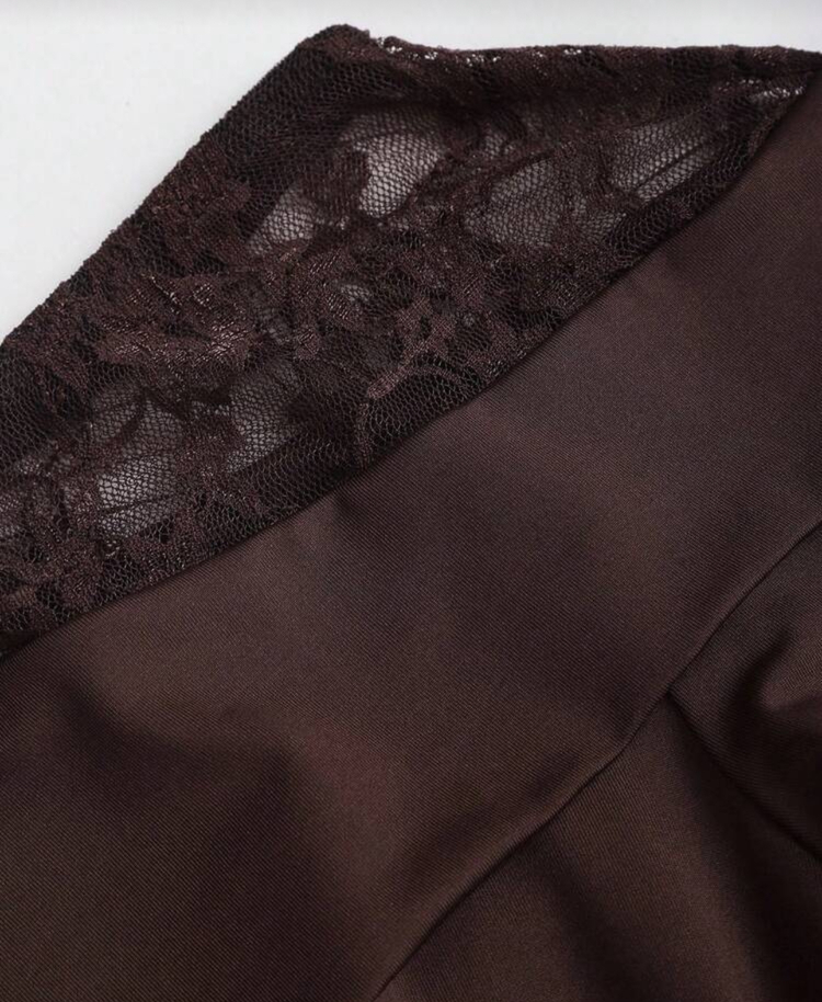 Asimetrik Lace Fırfırlı Lolita Elbise - Kahverengi
