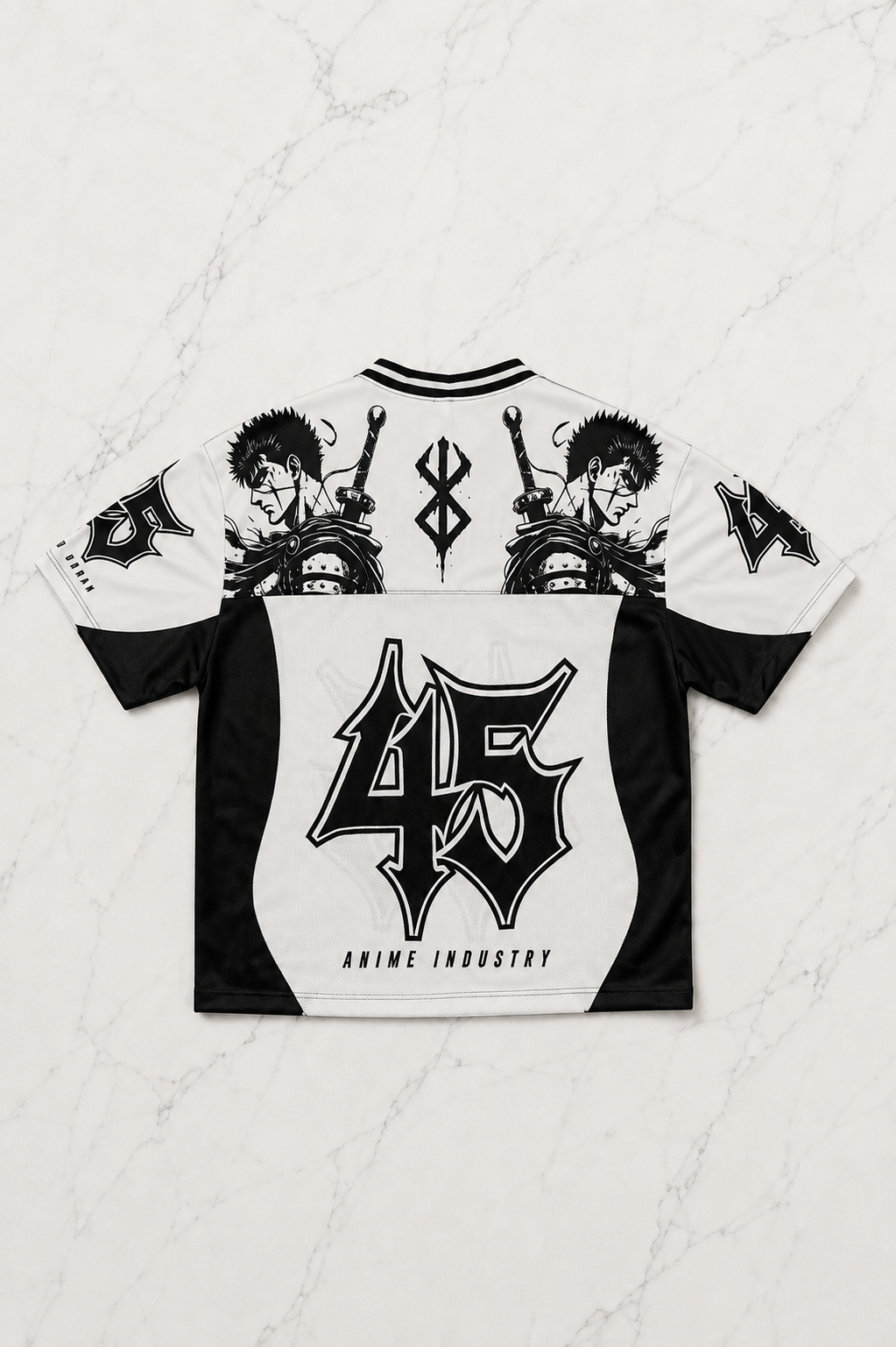 Beyaz Anime Berserk Guts 45 Number V Yaka Unisex Forma