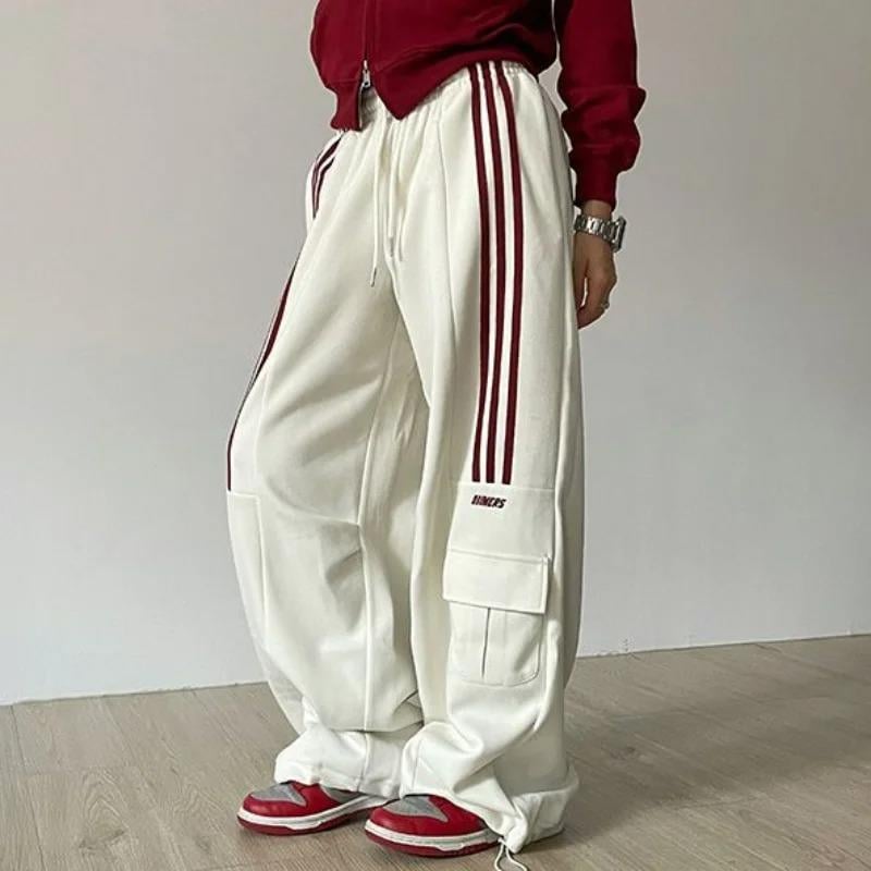 Beyaz Baggy Line Detail Unisex Eşofman Altı