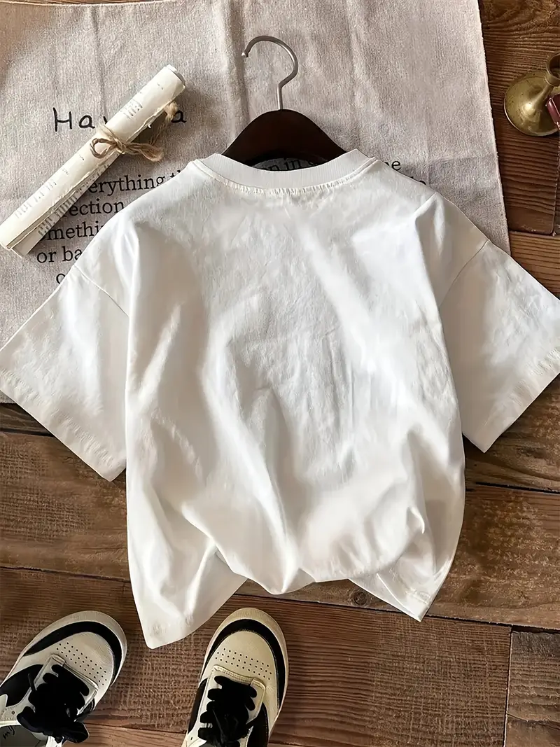 Beyaz Beer Drınkers Baskılı Kısa Kol Oversize T-Shirt