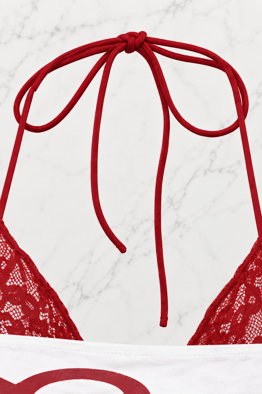 Beyaz Cherry Bomb Dantelli Ek Askılı Crop