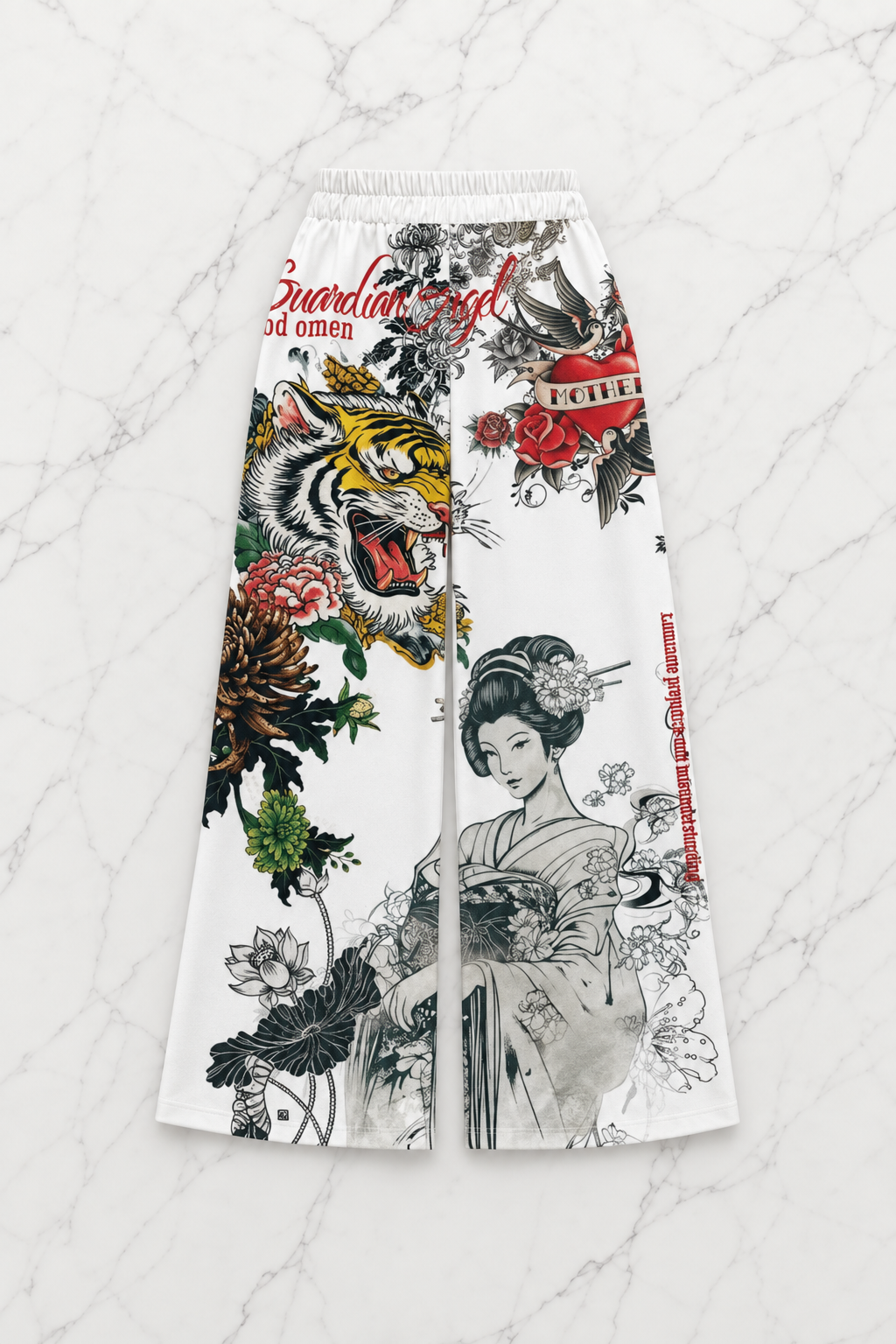 Beyaz Flower And Tiger Detaylı Avant Dijital Baskı Eşofman Altı