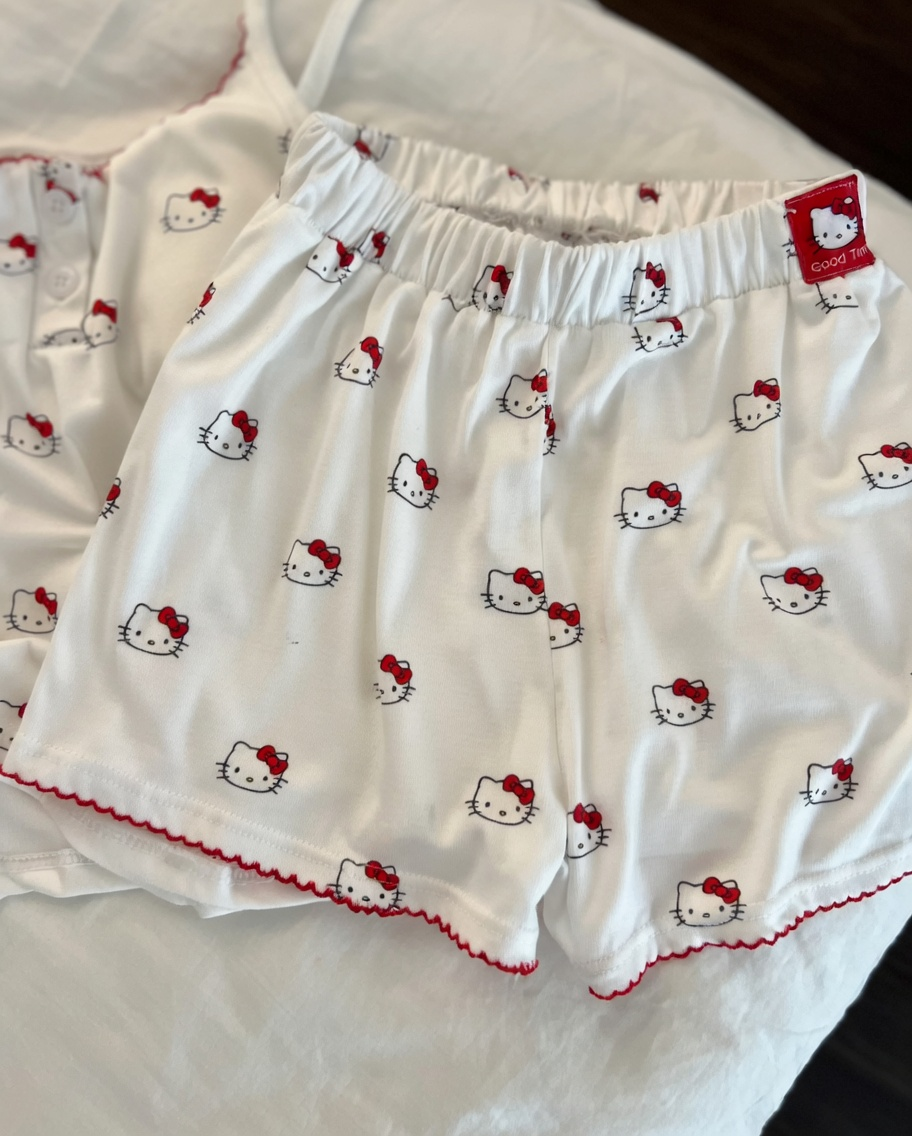 Beyaz Hello Kitty Aesthetic Red Alt Üst Takım