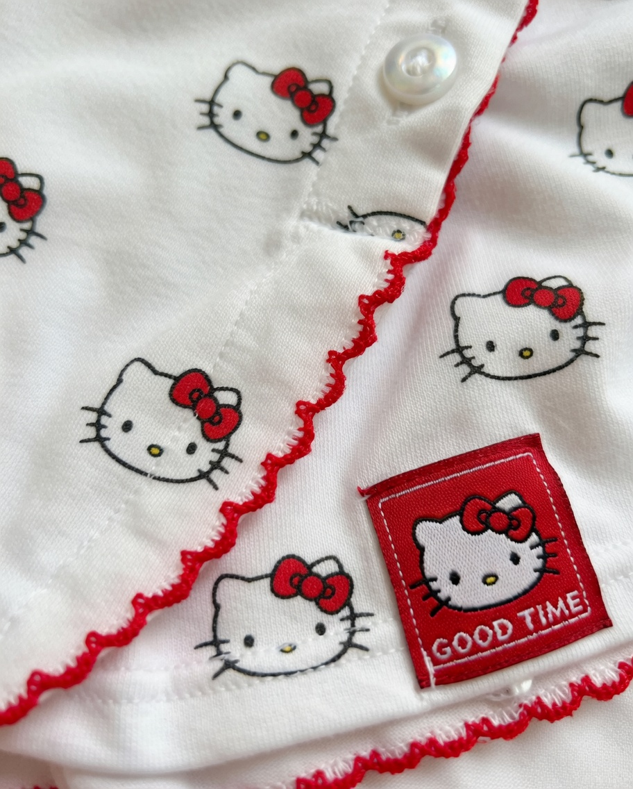 Beyaz Hello Kitty Aesthetic Red Alt Üst Takım
