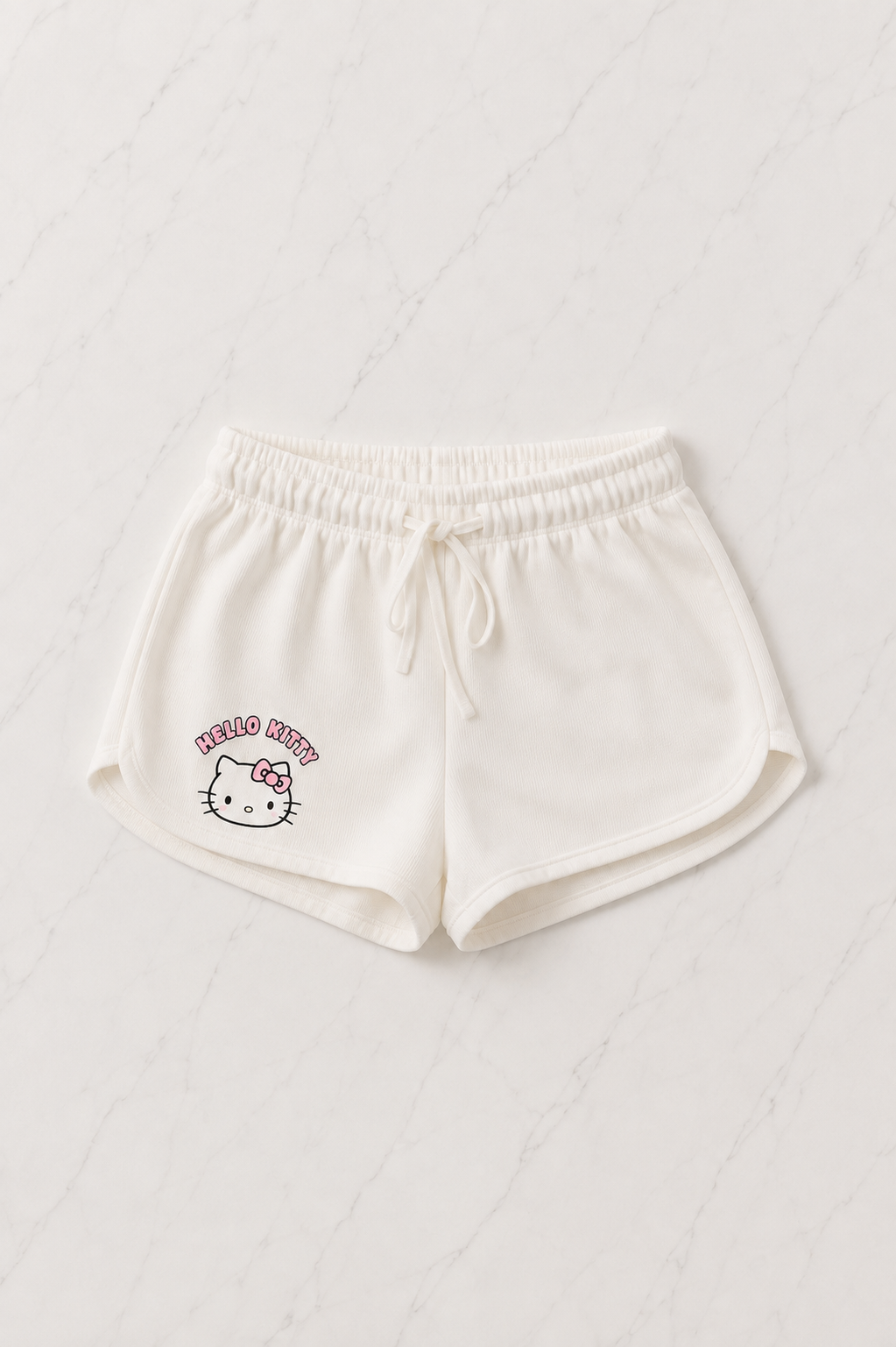 Beyaz Hello Kitty Crop Şort Alt Üst Takım 