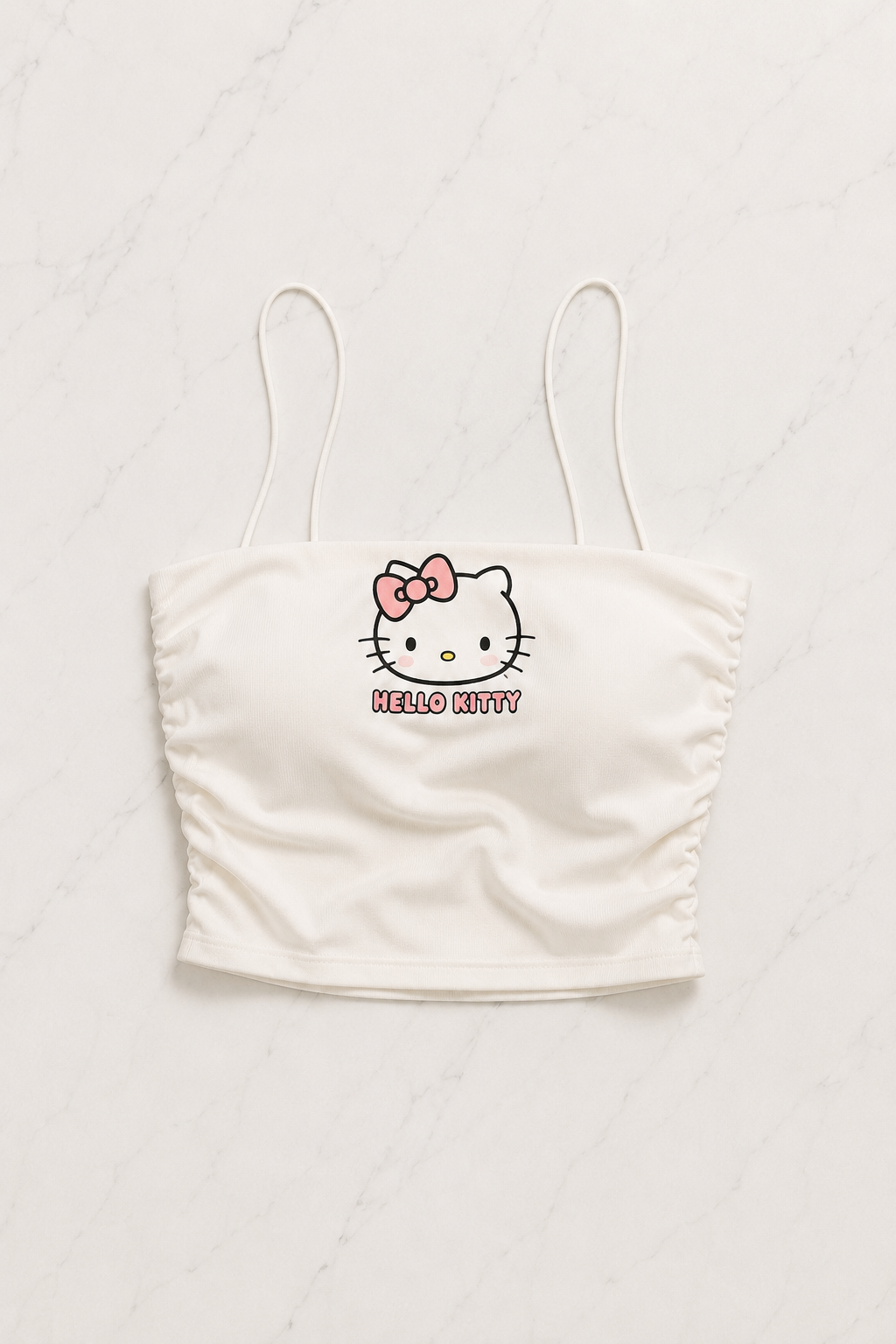 Beyaz Hello Kitty Crop Şort Alt Üst Takım 
