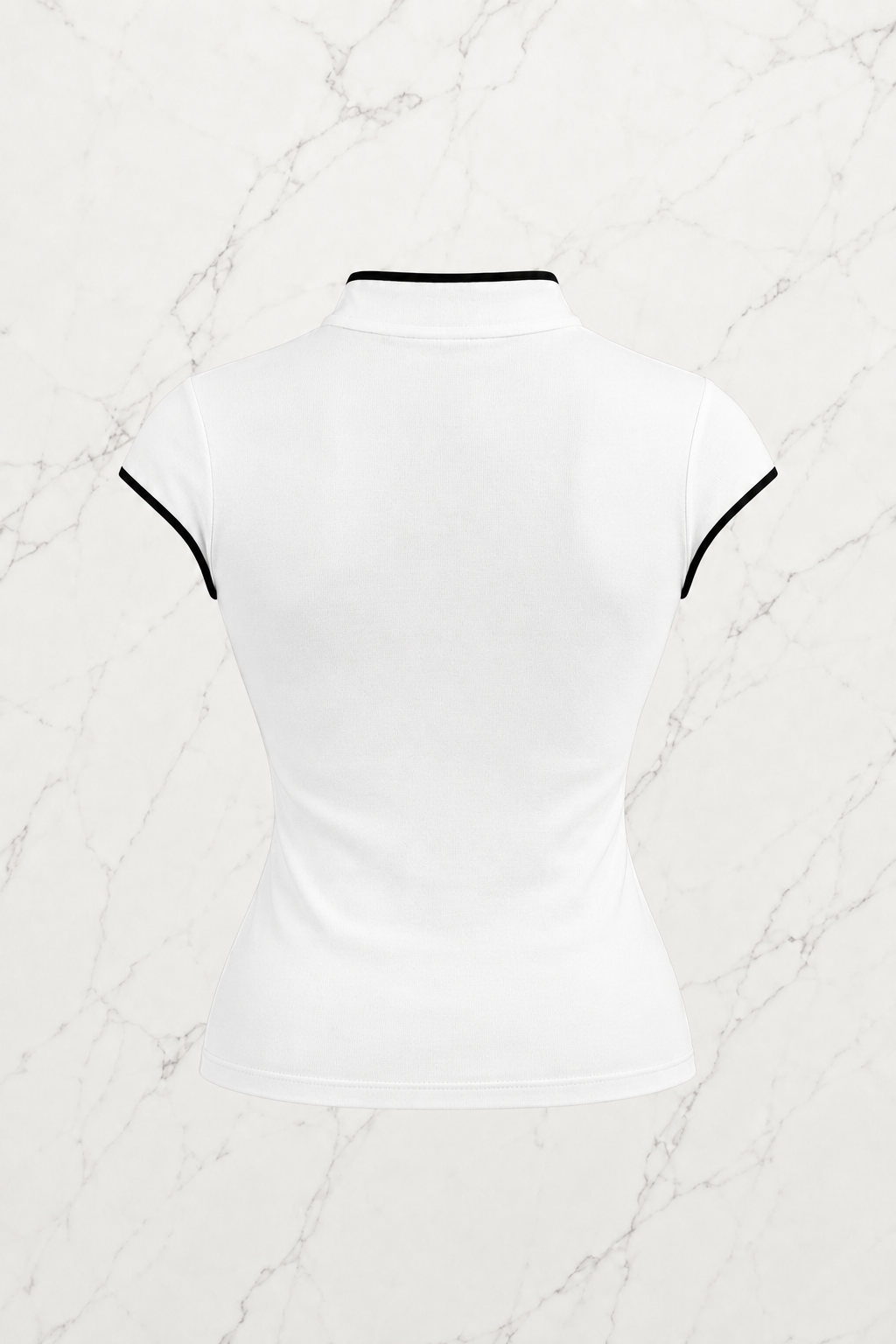 Beyaz Japones Style Mandarin Yaka Ejderha Desenli Bluz Crop