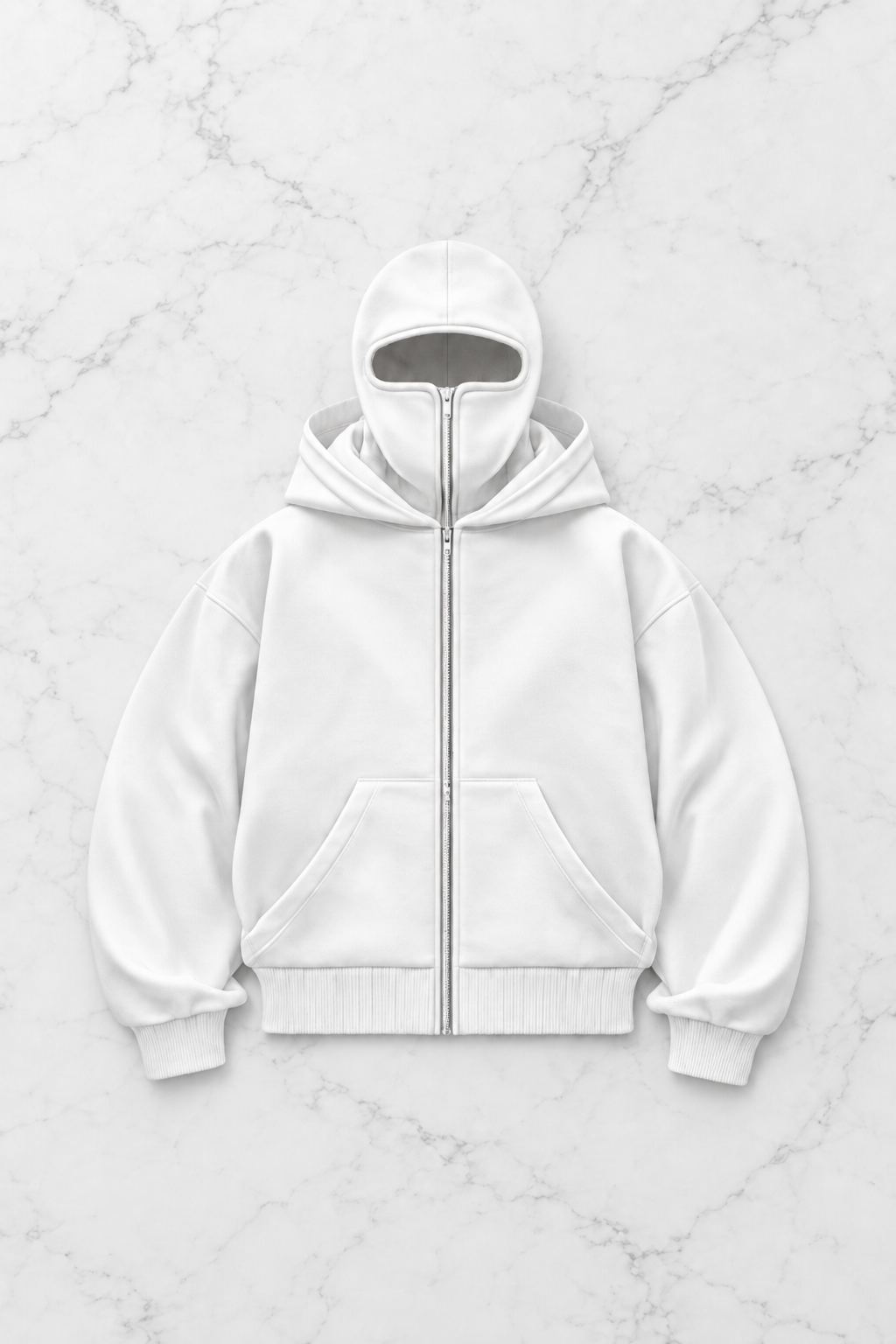 Beyaz Ölüm Meleği Baskılı Kar Maskeli Unisex Sweatshirt Hırka